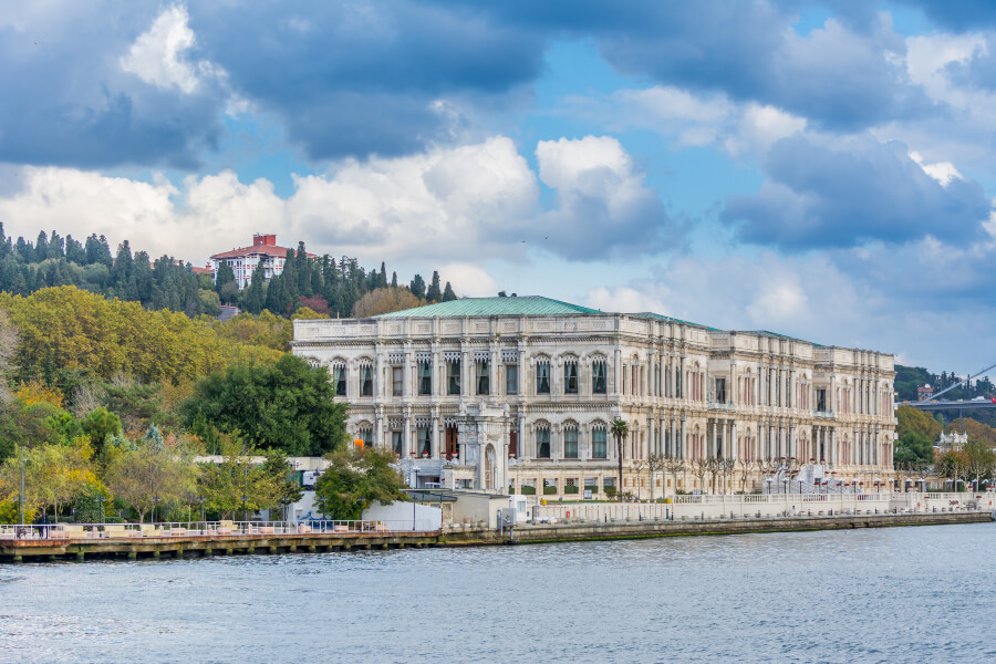 The Ciragan Palace in the Bosphorus Strait is an unmissable sight