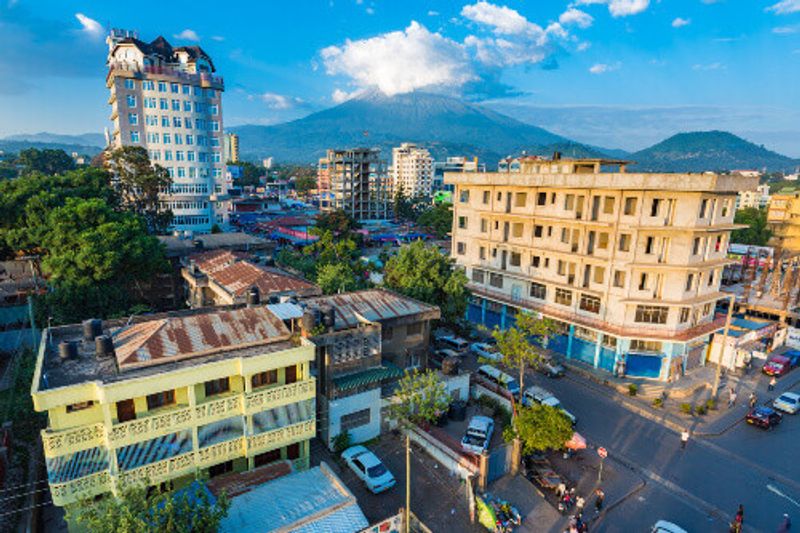 The city view of Arusha in Tanzania.