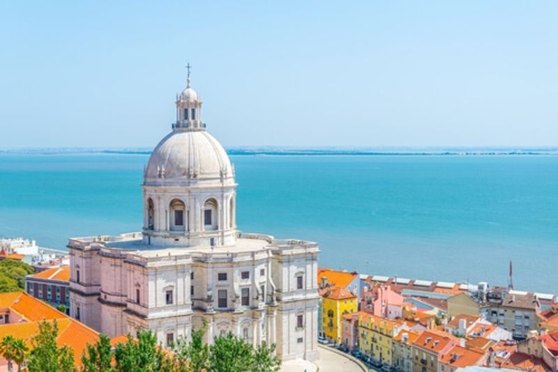 A stunning aerial view of the Pantheon in Lisbon.