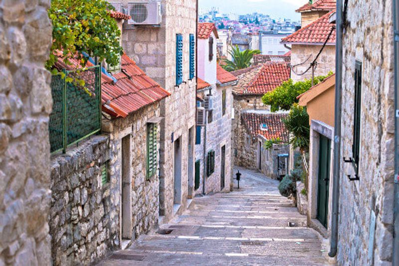 Old stone streets of the historic city of Split in Dalmatia.