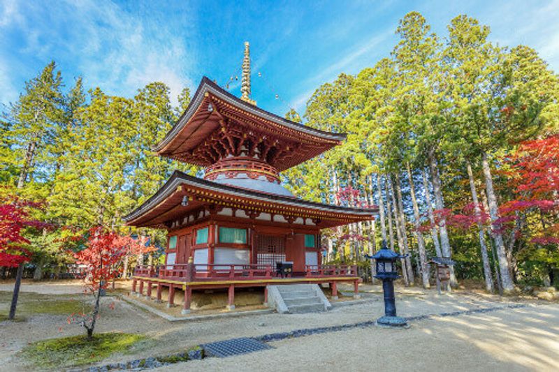 The pagoda of Kongozanmaiin at Danjo Garan Temple in the Koyasan area in Wakayama, Japan.