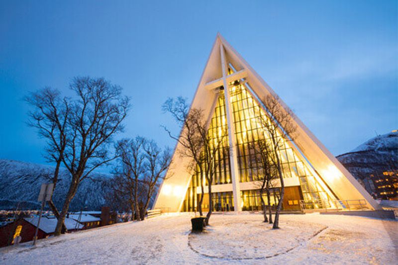The historic Arctic Cathedral Church in Tromso, Norway.