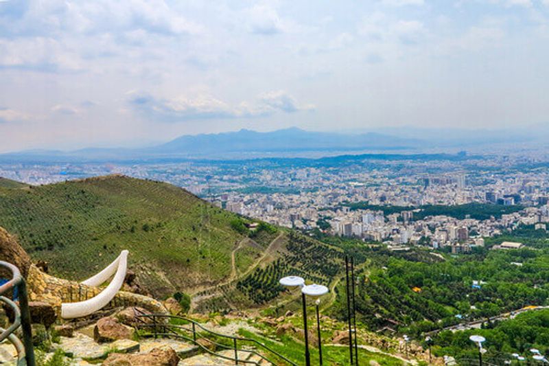 The view from Jamshidieh Park of the city with Mammoth Tusk in Tehran, Iran.