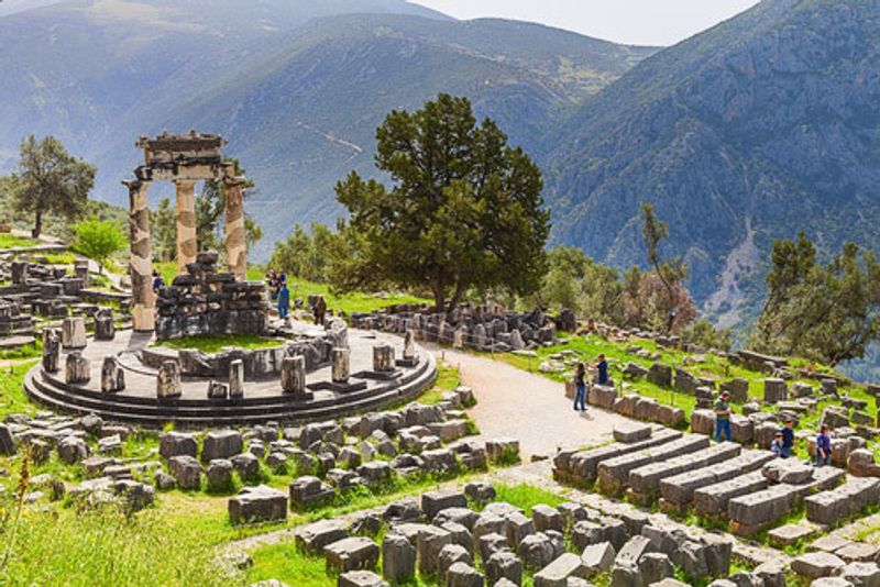 The Sanctuary of Athena ruins in Delphi.