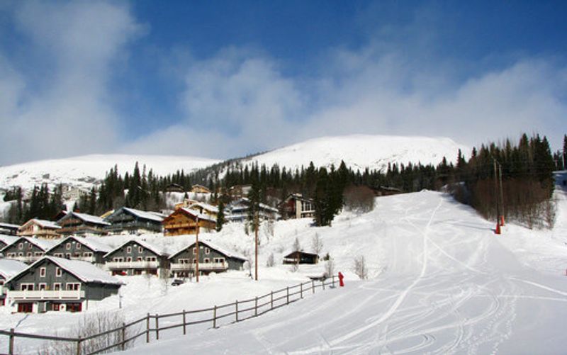 The snow capped Are Ski Resort.