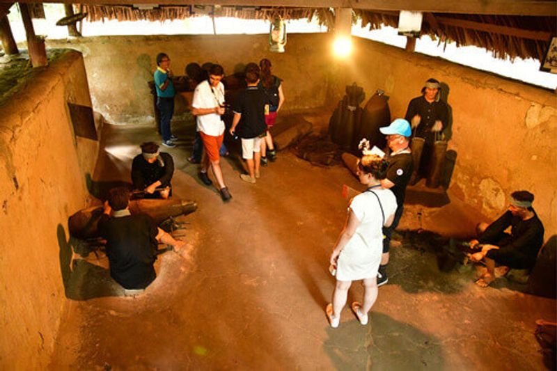 Visitors near the Cu Chi tunnels near Saigon in Ho Chi Minh City, Vietnam.