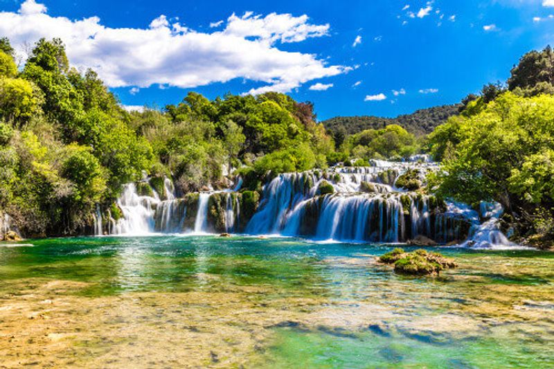 Beautiful Skradinski Buk waterfalls in the Krka National Park.