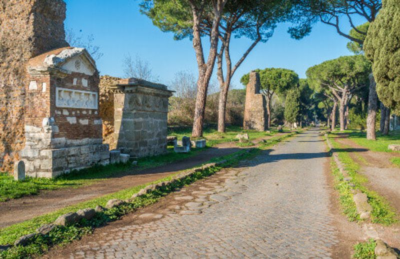 The ancient Appian Way or Appia Antica, in Rome.