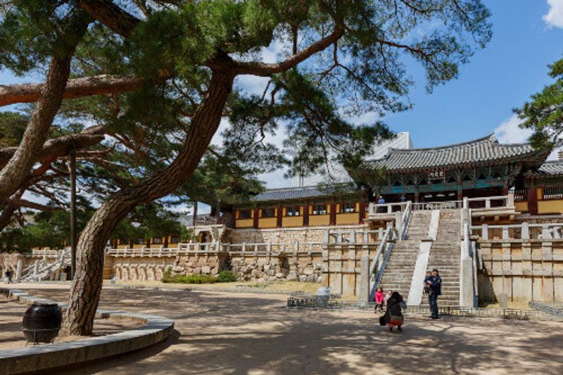 Beautiful Jahamun Gate and Beomyeongnu of Bulguksa Temple, a UNESCO World Heritage Site.