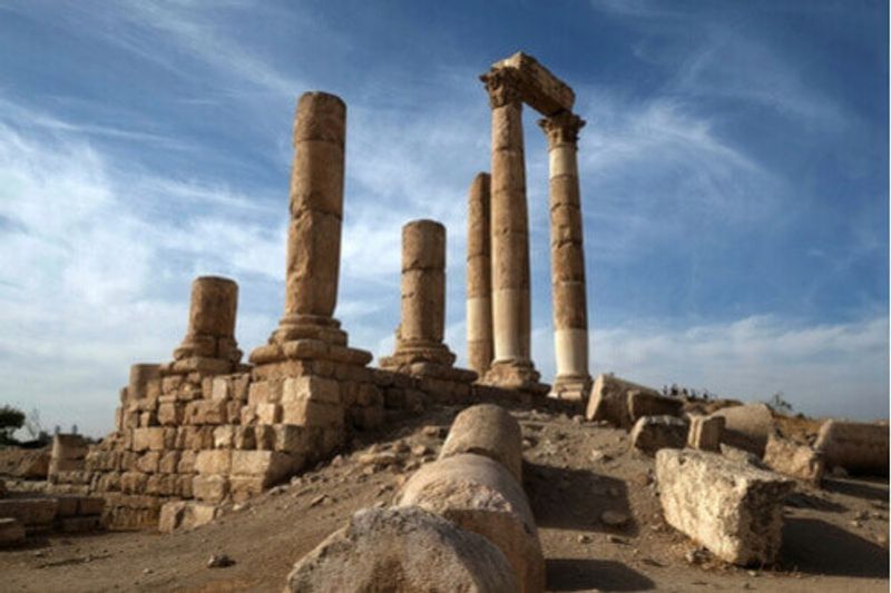 The historic ruins in the Citadel, Amman.