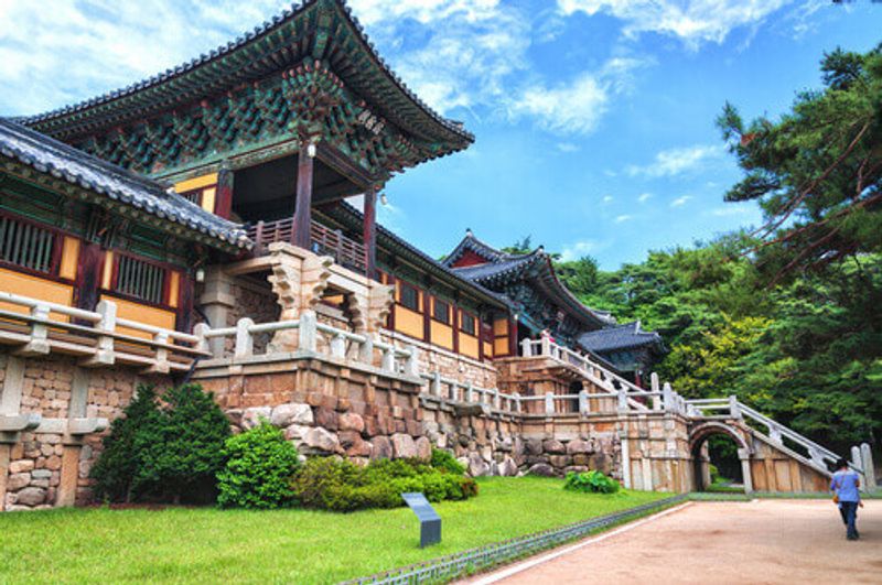 The Bulguksa Temple is one of the most famous Buddhist temples in all of South Korea and is a UNESCO World Heritage Site.