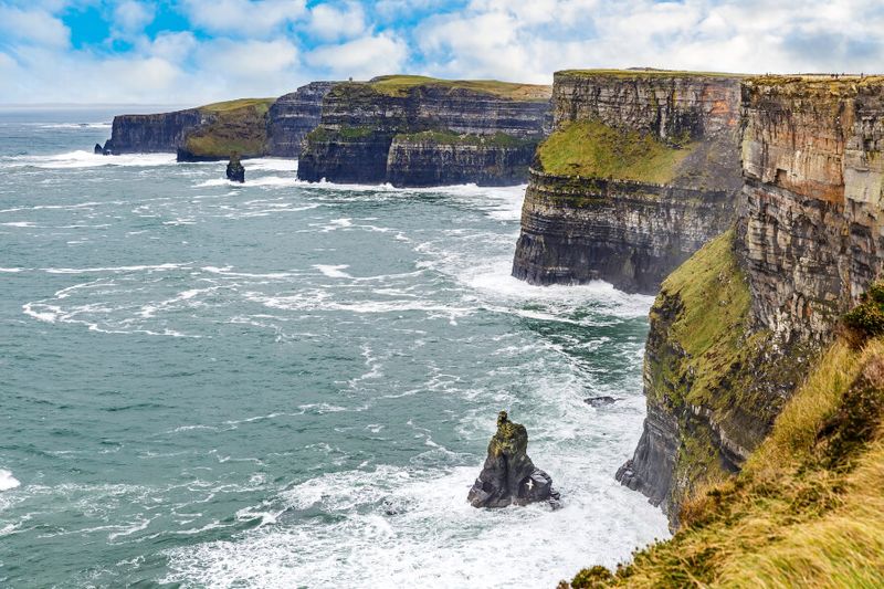 The view at the Cliffs of Moher on a sunny day