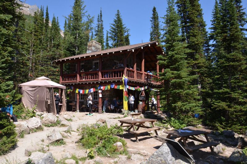 The plains of Six Glaciers Tea House, where tourists relax and take in the sights.