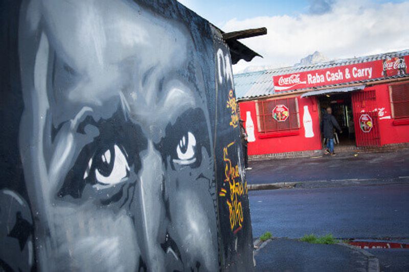 Street art on the side of a building within the Langa Township.