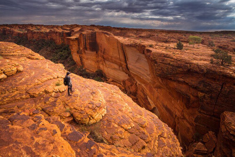 Man travels in Kings Canyon.