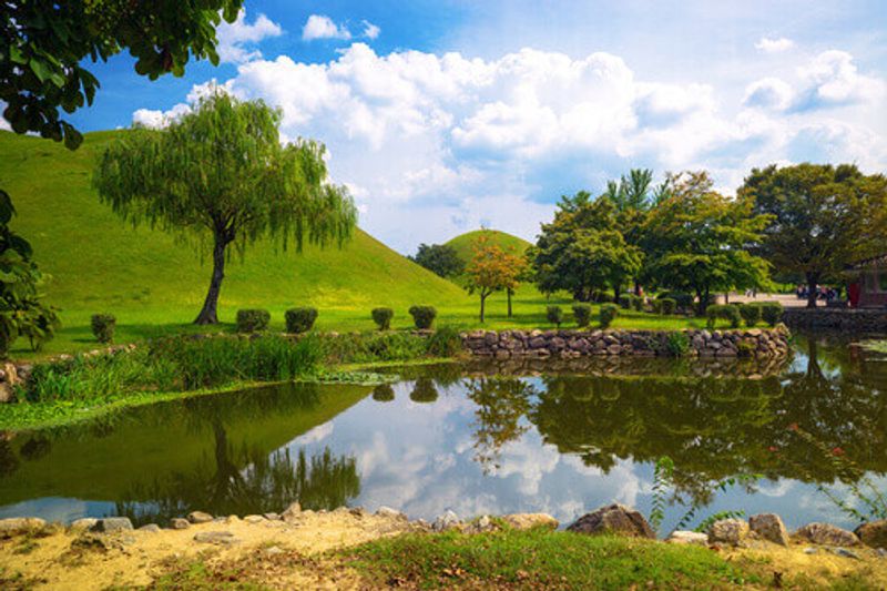 Tumuli Park Daereungwon tomb complex in Gyeongju, South Korea.