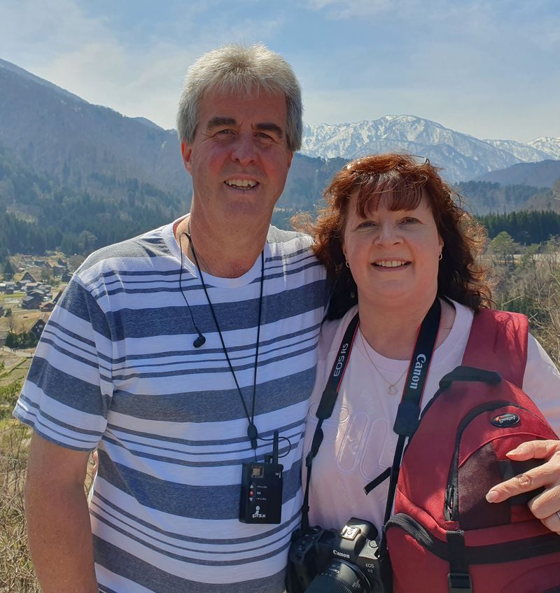 Brendan and Gina on top of the Observatory in Shirakawago (photo: supplied)