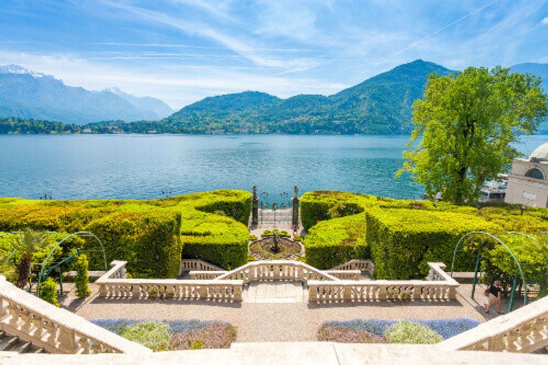 The beautiful facade of Villa Carlotta on Lake Como.