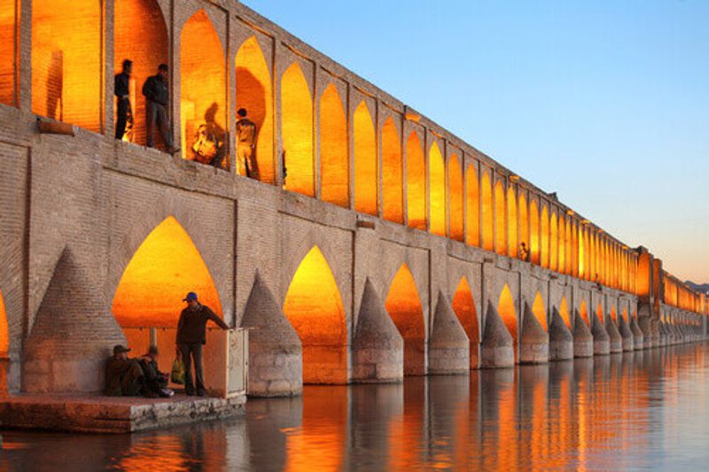 Khaju Bridge over Zayandeh River in Esfahan, Iran.