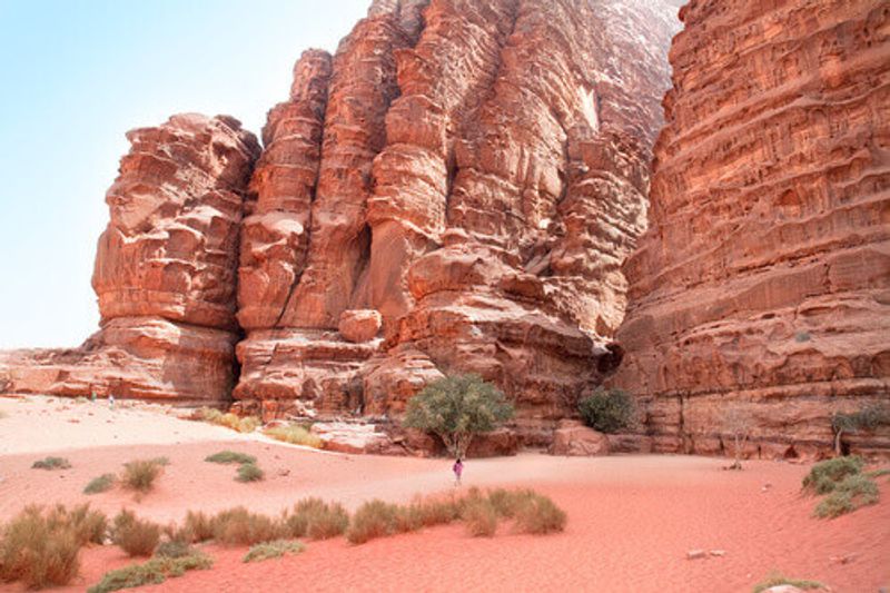 Huge Cliff in the Khazali Canyon, located in Wadi Rum, Jordan.