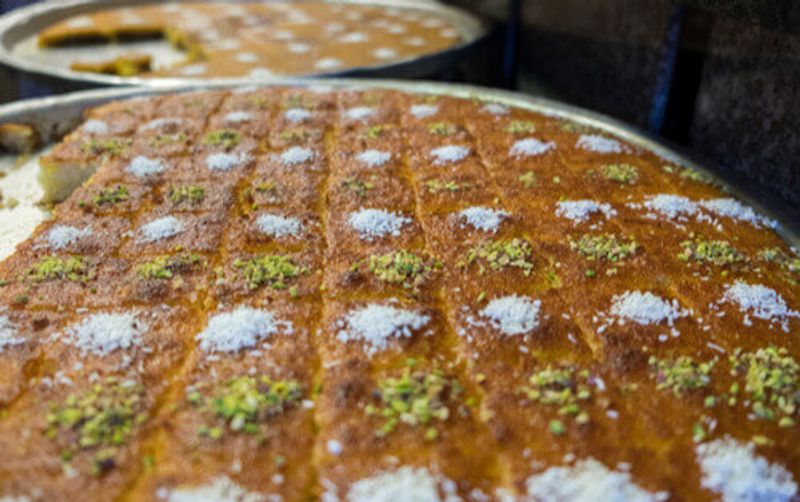 Kanafeh Street Food in Amman, Jordan.