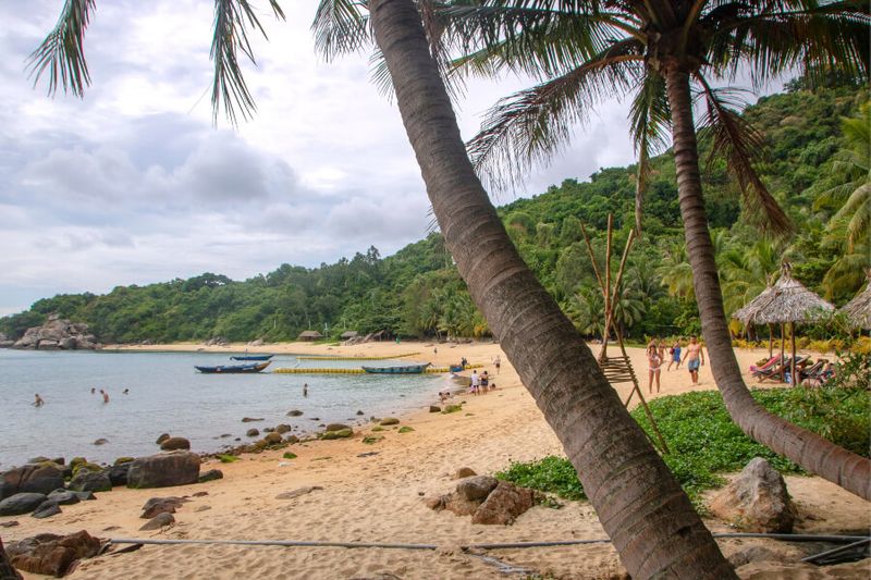 Tourists at the beach island of Cu Lao Cham, one of the main islands of Vietnam.