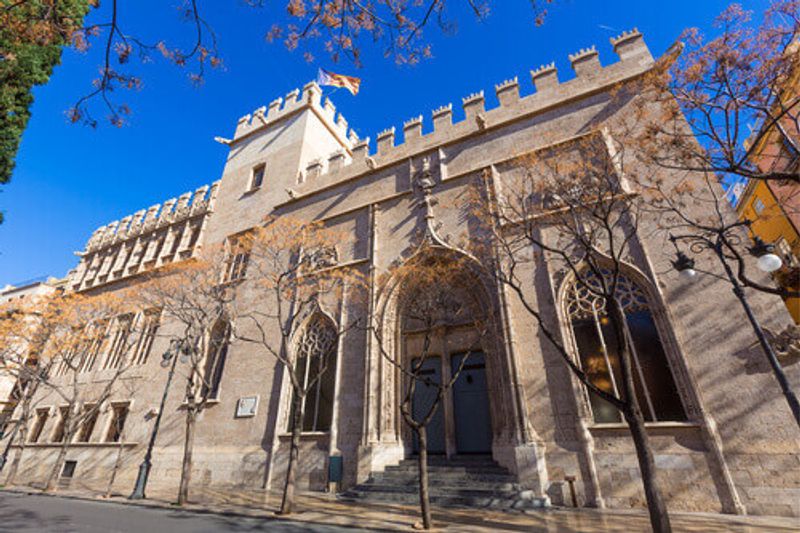 La Lonja gothic facade is a UNESCO Heritage Site in Valencia, Spain.