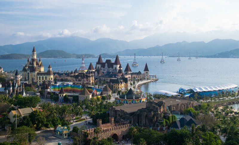 Fabulous buildings at the Vinpearl Amusement Park in Nha Trang, Vietnam.