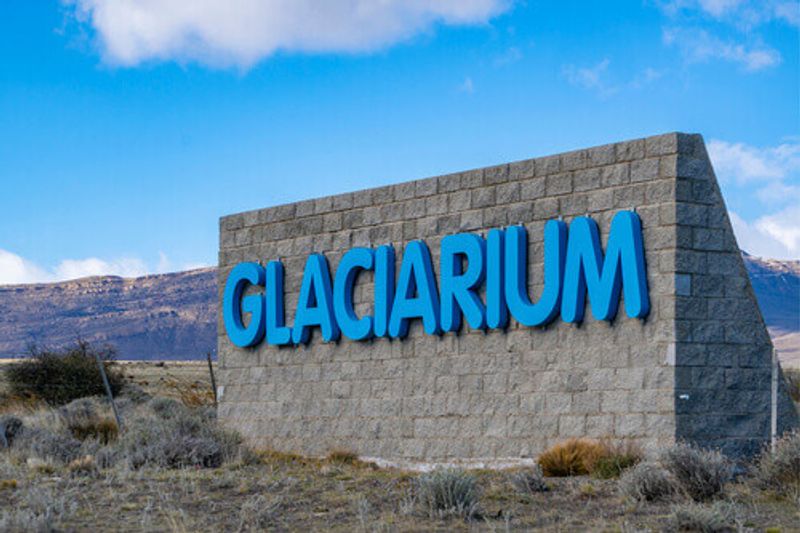 Sign at the entrance of the Glaciarium Museum in Patagonia, Argentina.