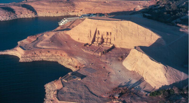 An aerial view of Abu Simbel.