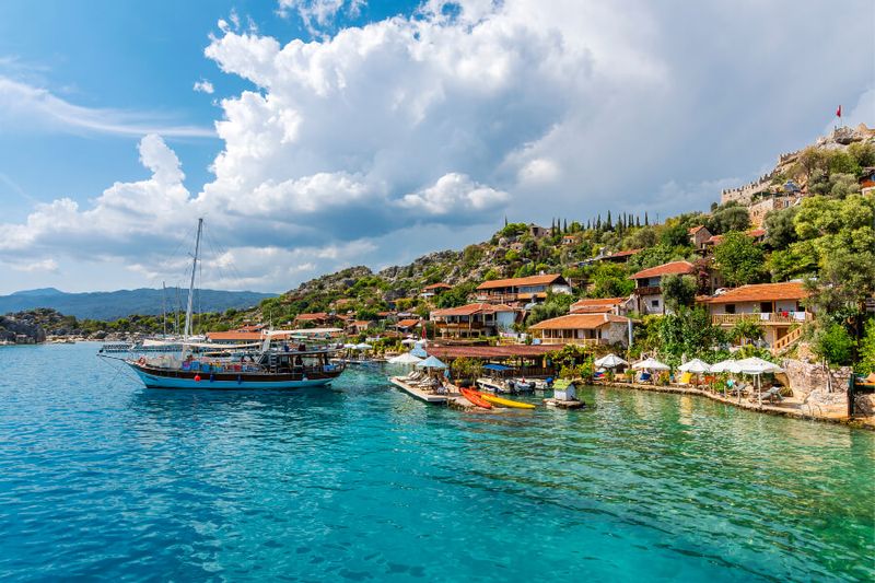 Kekova Gulf Port with cruise ships overlooking an incredible view.