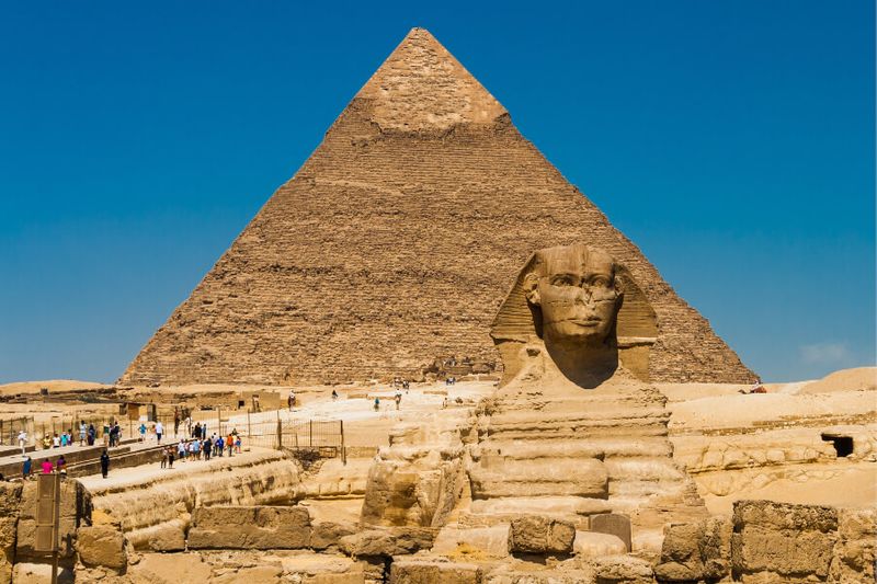 The great Egyptian sculpture called sphinx in Giza