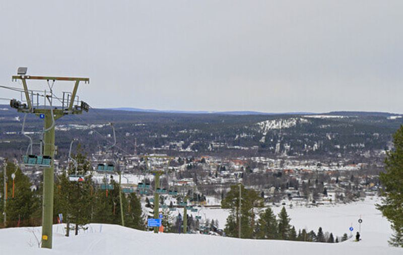 Ounasvaara Mountain ski resort in Rovaniemi, Finland.