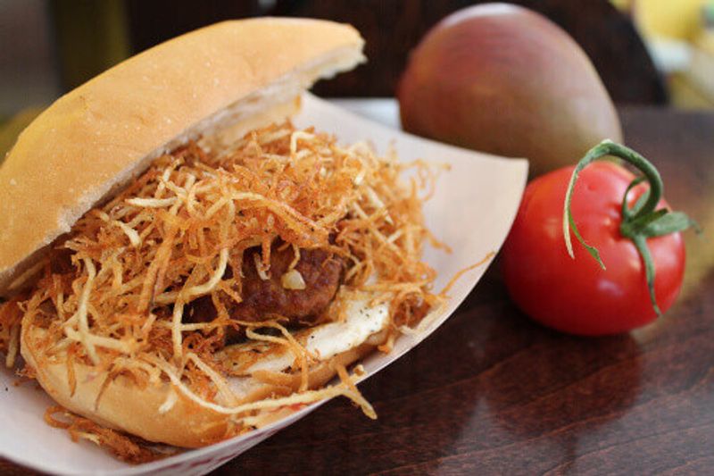 Frita or hamburger with fries on top is a favourite comfort food in Cuba.