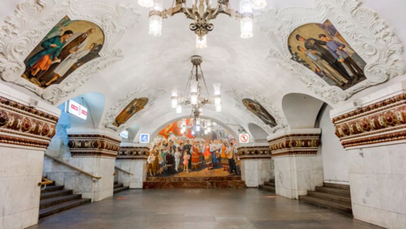 The Moscow Metro Station shows a slice of Russian architecture and artwork.