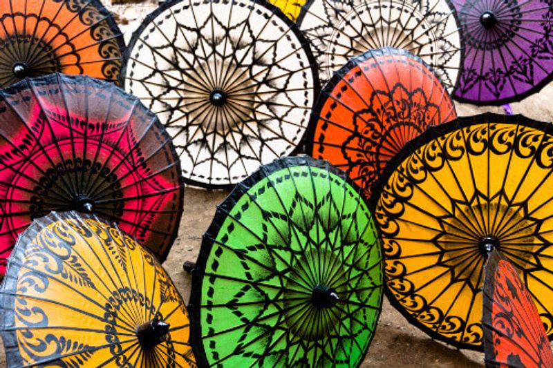 Colourful parasols locally known as Pathein Hti.