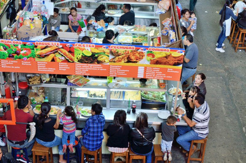 A bustling Guanajuato food stall.