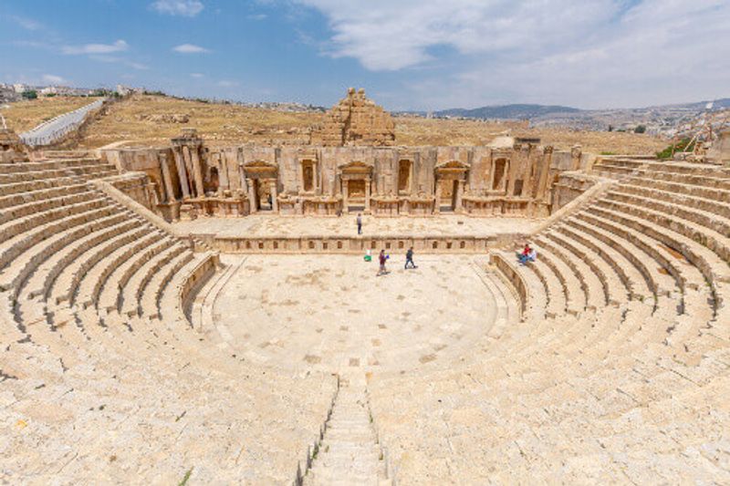 Ruins of the South Theater in the Roman city of Jerash.