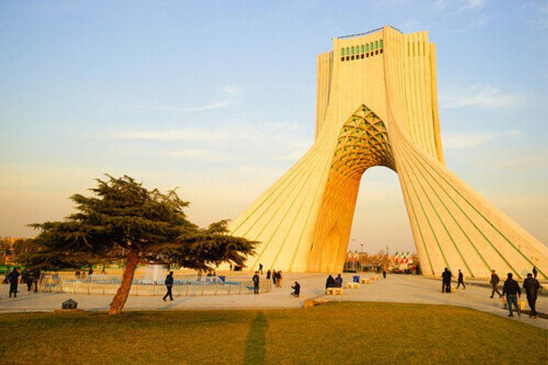 The Azadi Tower formerly known as the Shahyad Tower is a landmark monument located at Azadi Square in Tehran.
