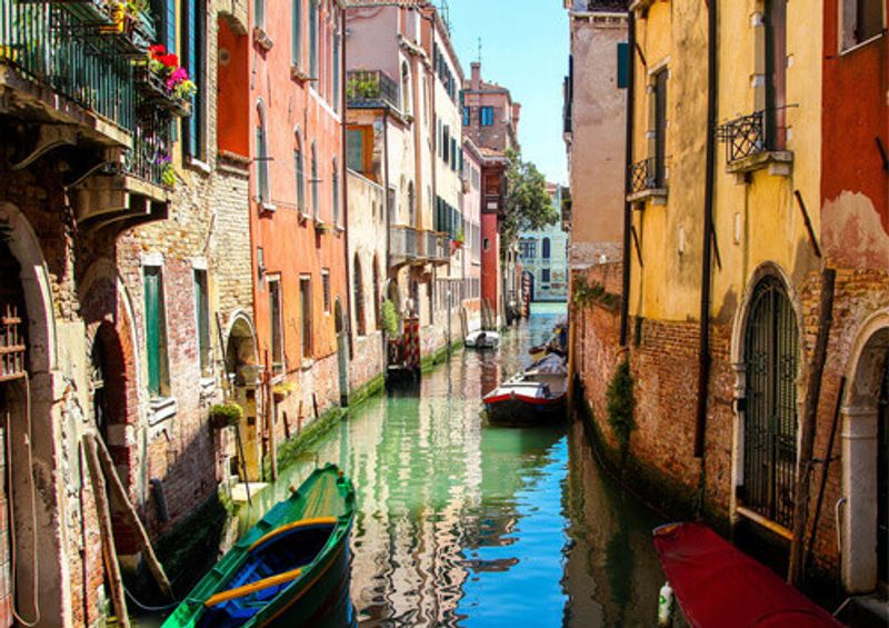 A colourful canal in Venice.