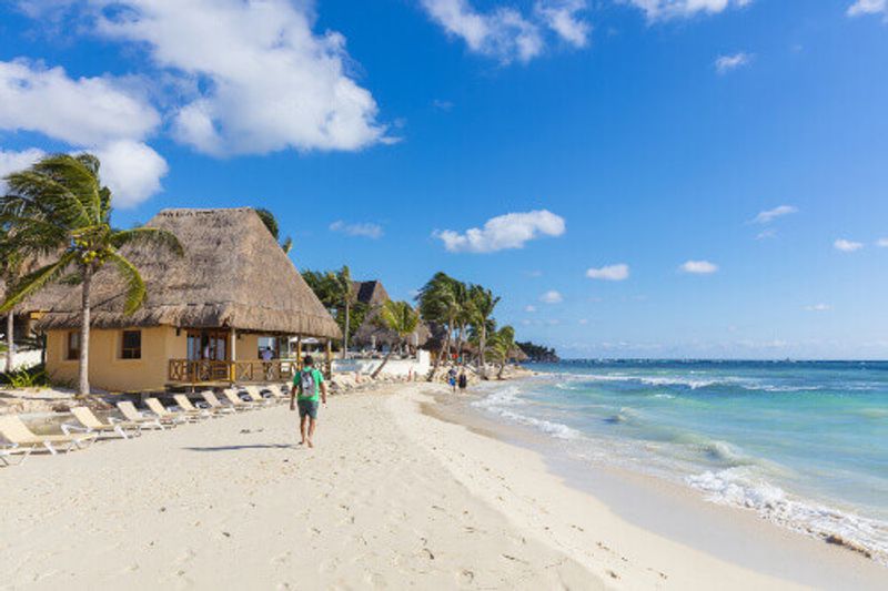 People on the beach in Playa del Carmen.