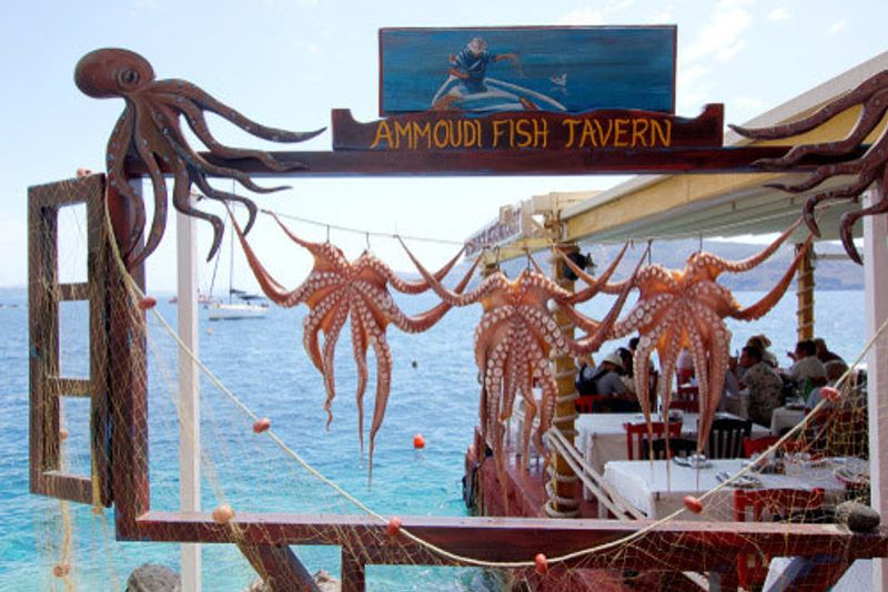 The Ammoudi Fish Tavern in Santorini, Greece.