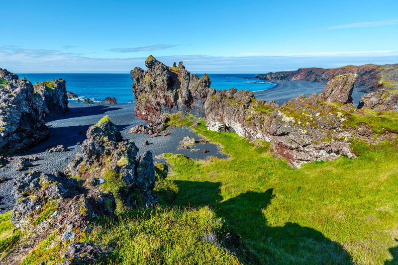 The Volcanic rocks at Djupalonssandur Beach.