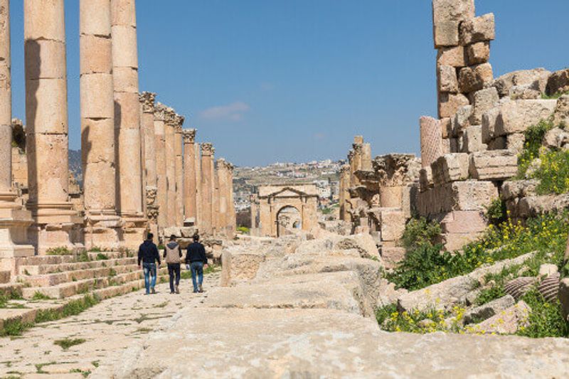 Colonnaded Street in the Roman city of Jerash.
