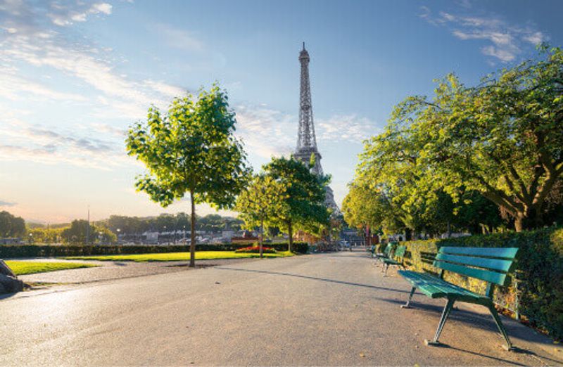 The lush Trocadero Garden in Paris.