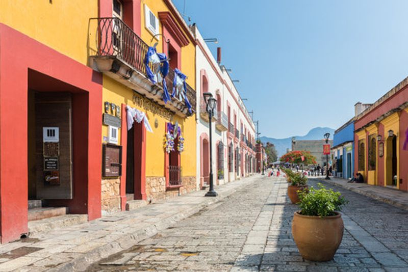 A colourful street in Oaxaca City.