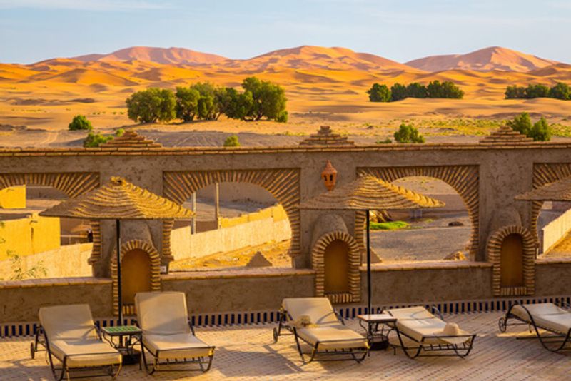 An oasis surrounded by sand dunes, Merzouga is an unmatchable experience.