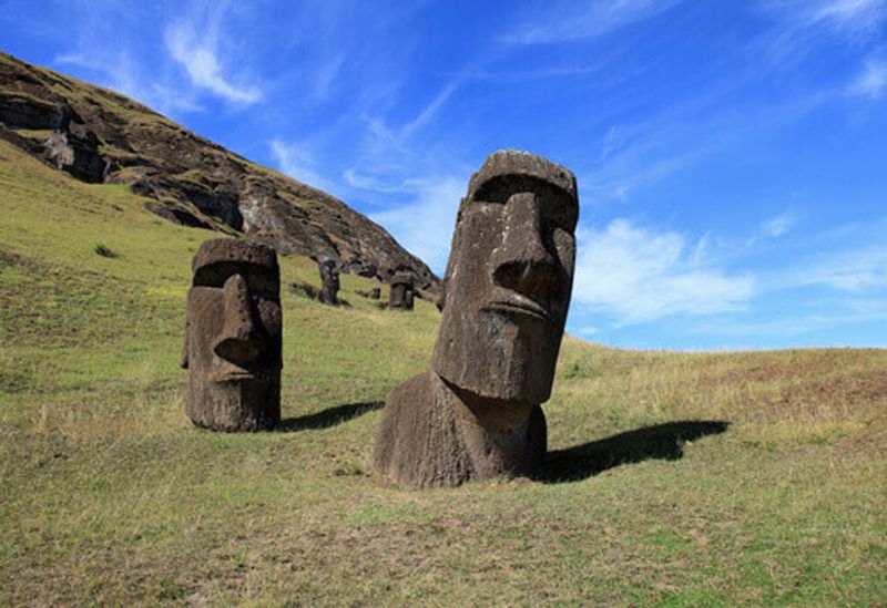 The beautiful Moai statues of Easter Island or Rapa Nui, Chile.