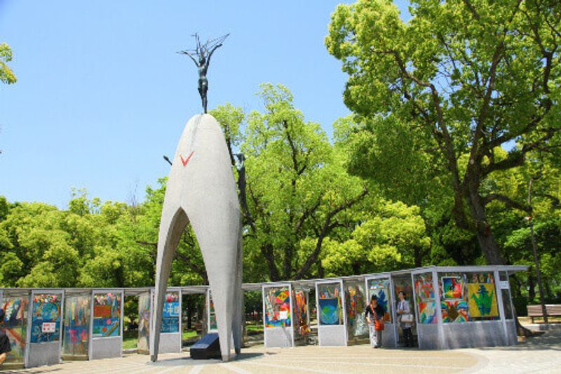 Children's Peace Monument serves to honour Sadako Sasaki and the hundreds of victims of the atomic bombing in Hiroshima, Japan.