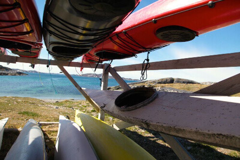 Artistic kayaks in Nuuk, the capital city of Greenland.